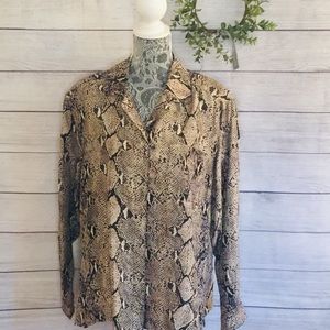 Washable SILK Blouse~Animal Print~Sz 1X ~ EUC